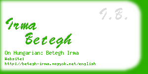 irma betegh business card